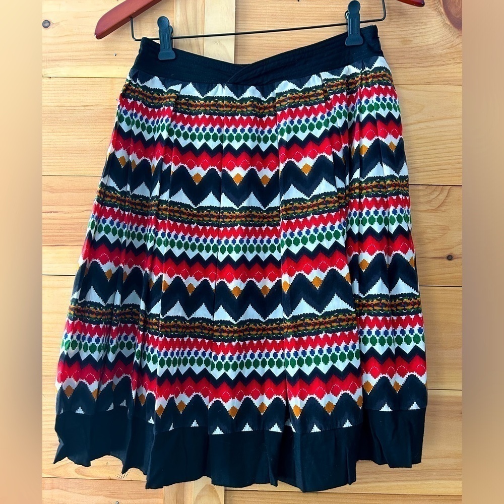 Anthropologie FEI Denpasar multicolor printed pleated lined skirt